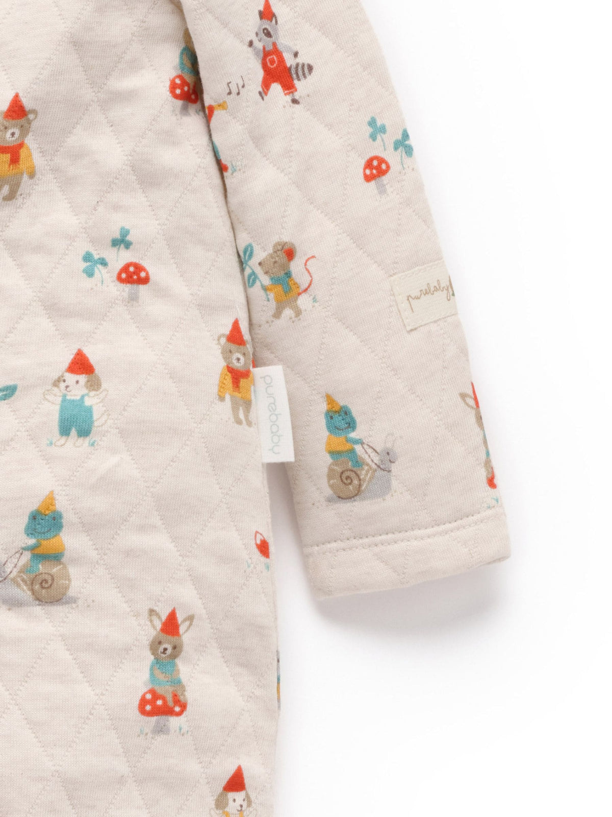 Dsiney Kidz - Purebaby Natural Quilted Footed Print Two-Way Zip Sleepsuit image 3