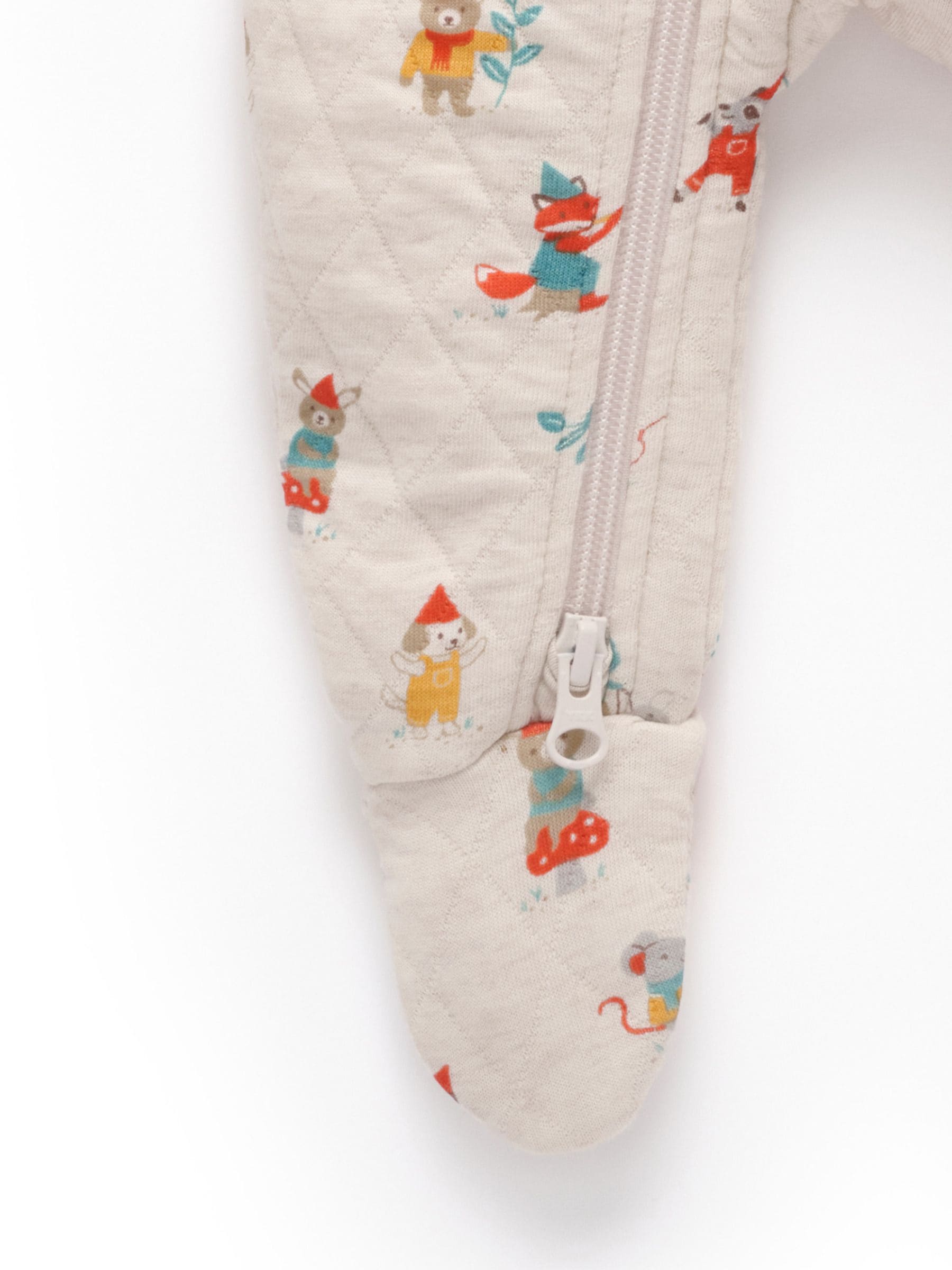 Dsiney Kidz - Purebaby Natural Quilted Footed Print Two-Way Zip Sleepsuit image 4