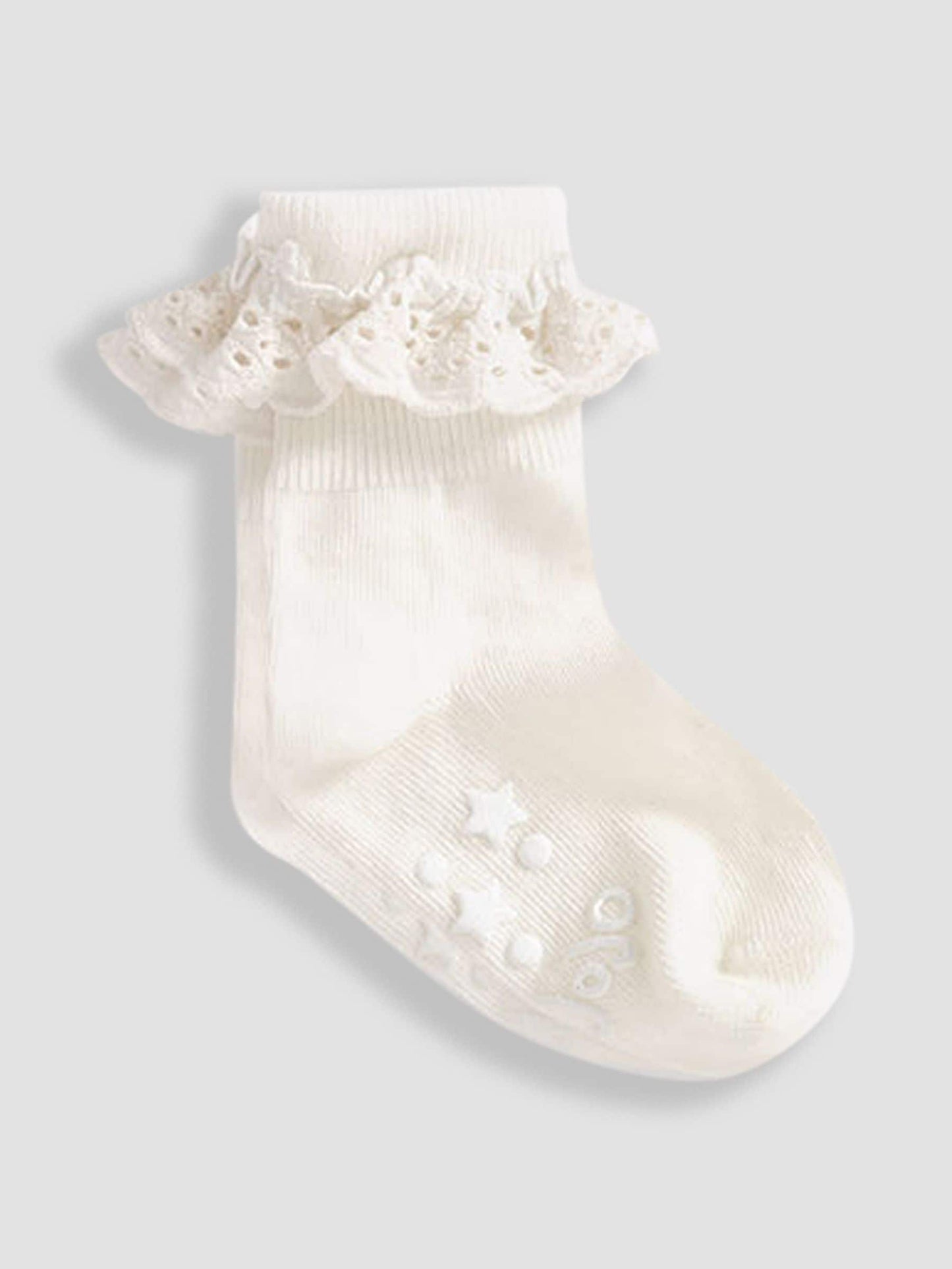 JoJo Maman Bébé Cream 3-Pack Frilly Socks image 2