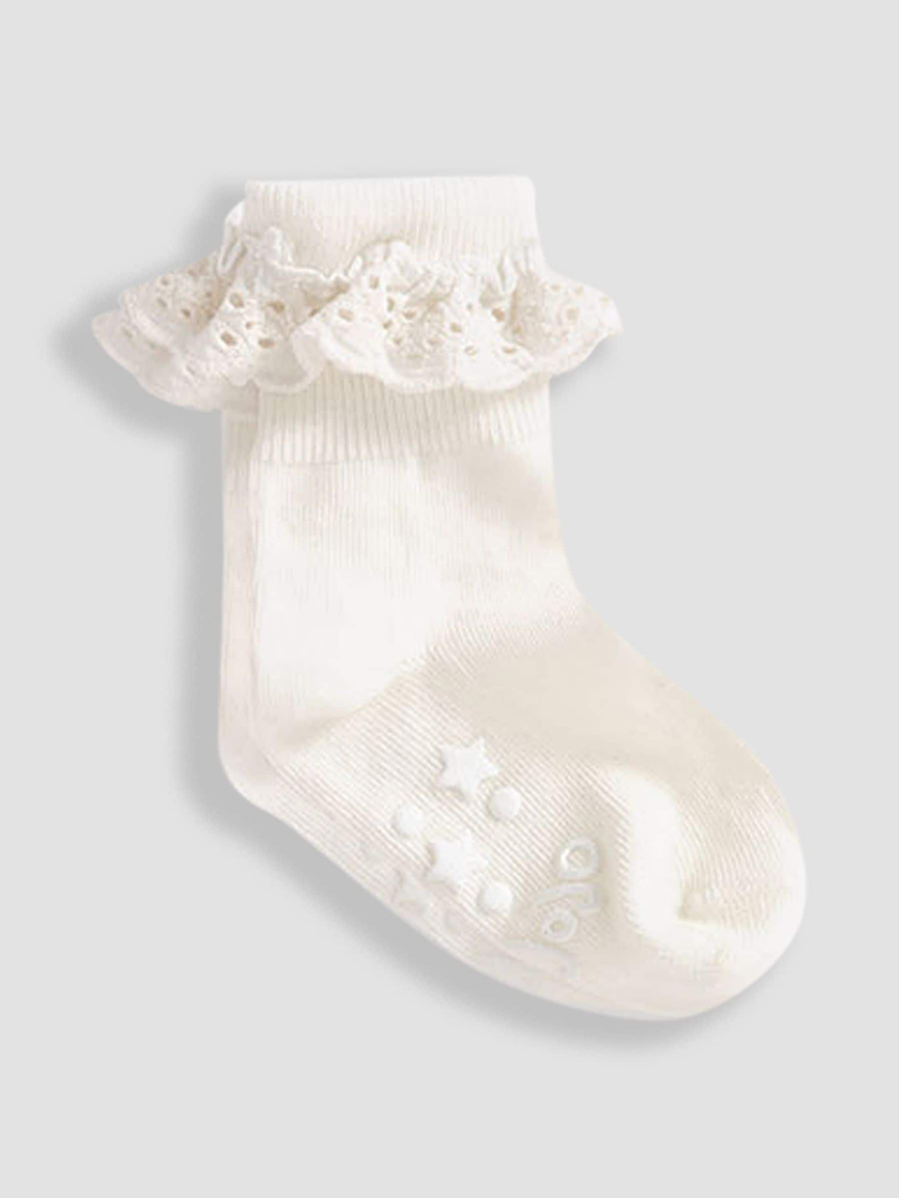 JoJo Maman Bébé Cream 3-Pack Frilly Socks image 2