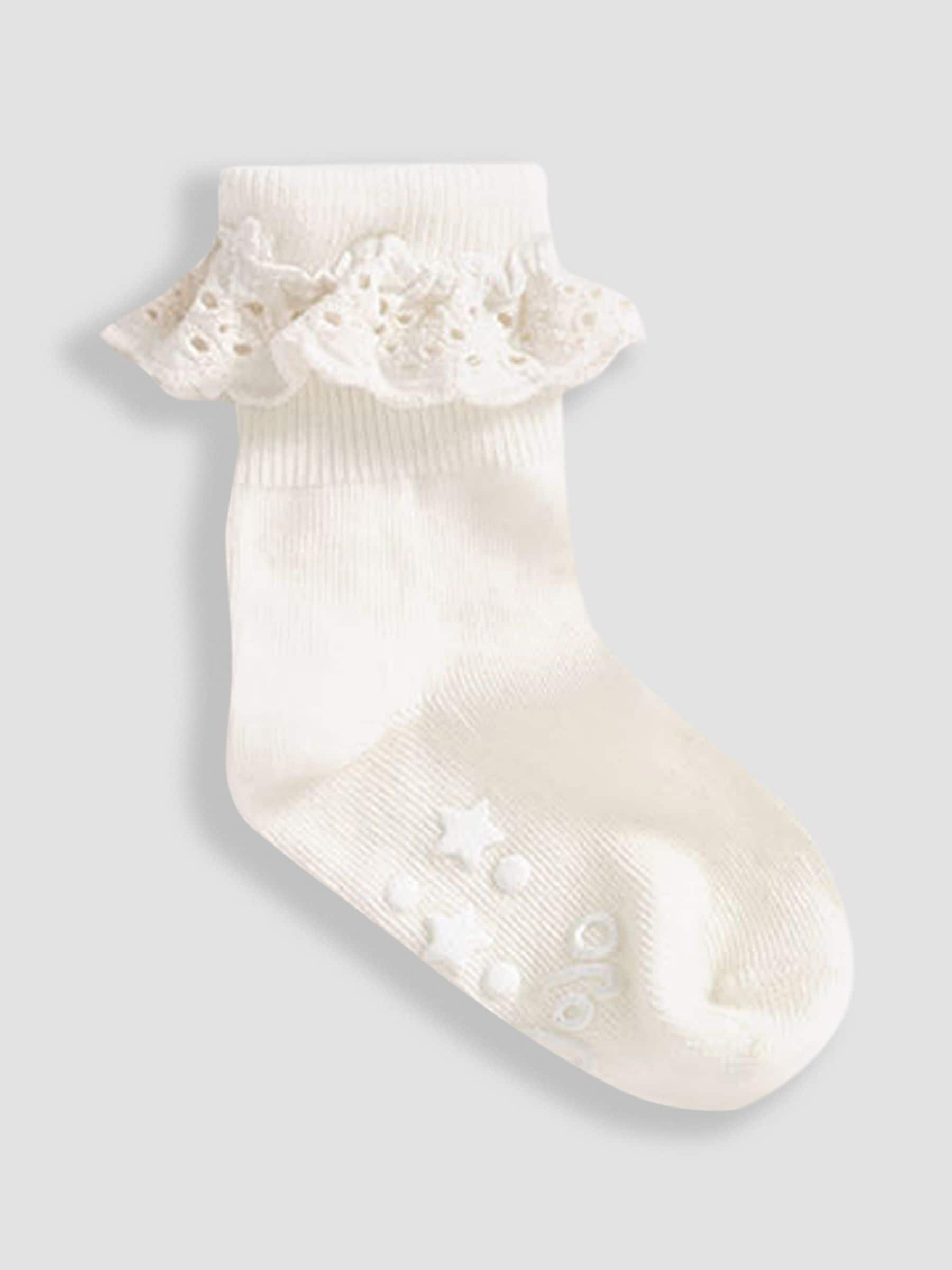 JoJo Maman Bébé Cream 3-Pack Frilly Socks image 3
