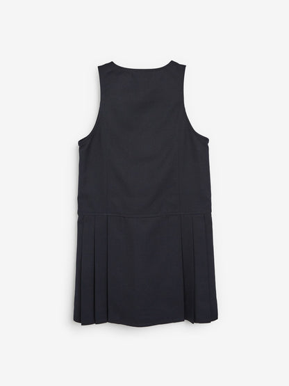 Navy Embroidered Zip Front Pinafore School Dress (3-14yrs) image 5