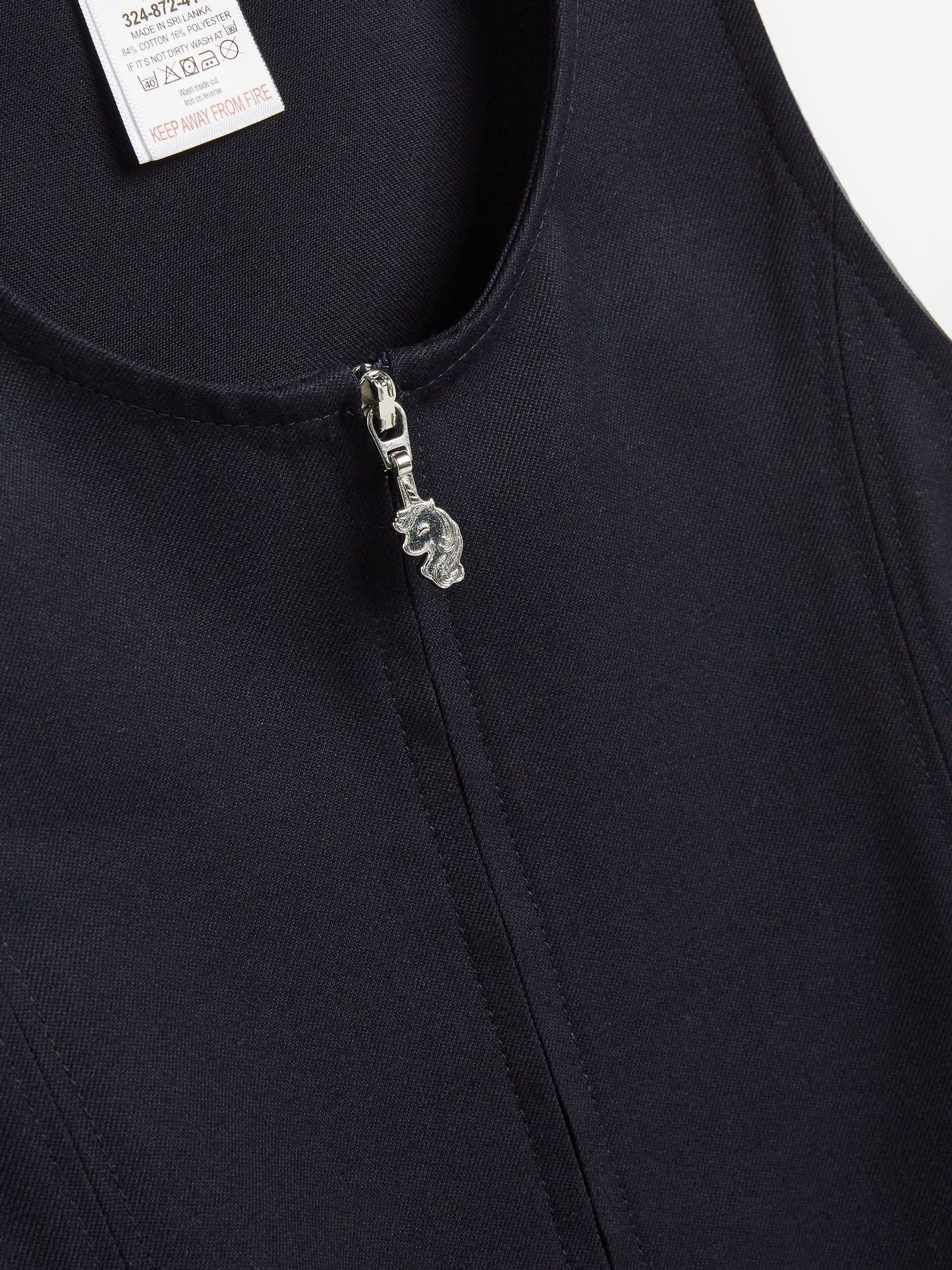 Navy Embroidered Zip Front Pinafore School Dress (3-14yrs) image 7