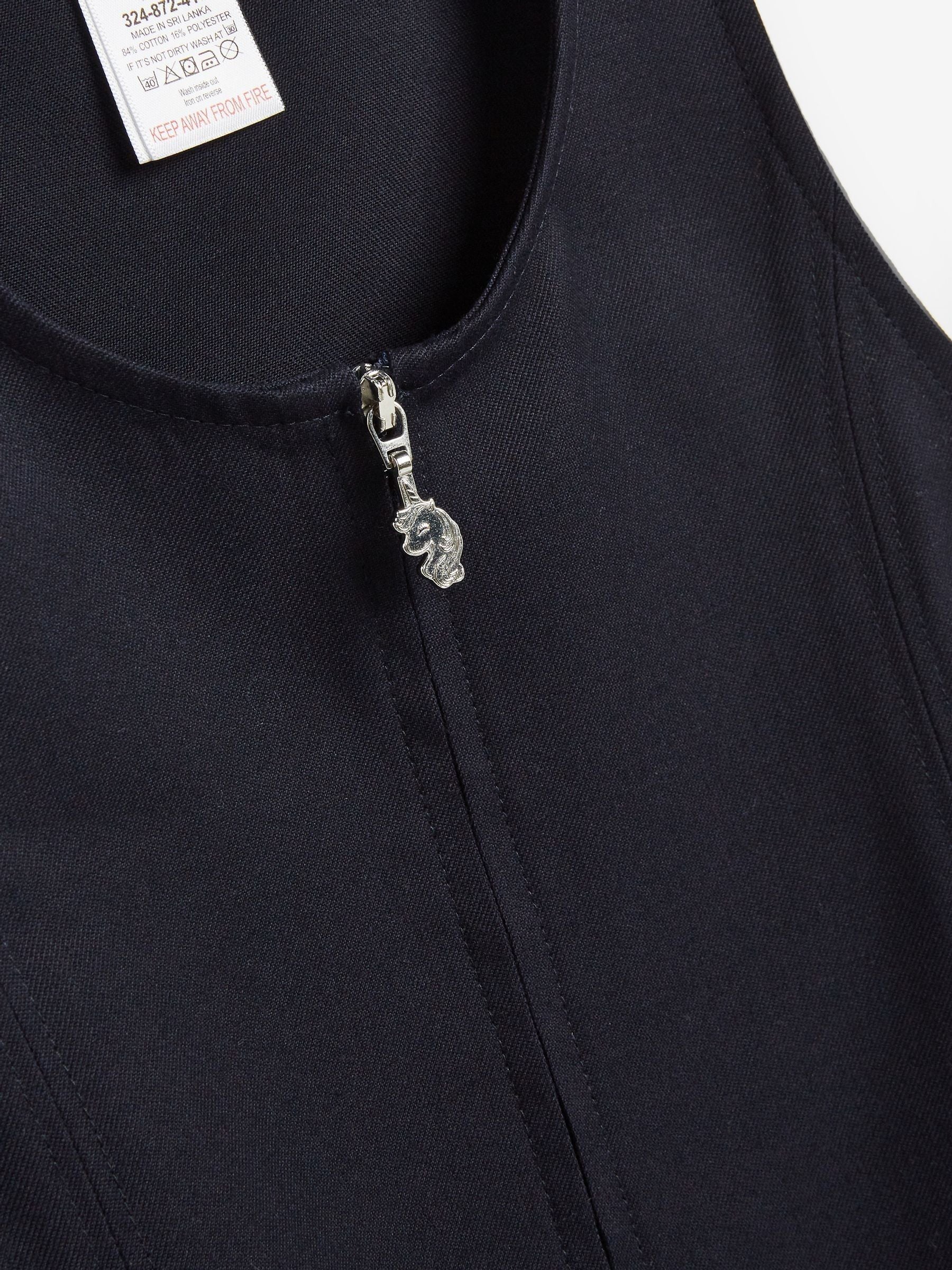 Navy Embroidered Zip Front Pinafore School Dress (3-14yrs) image 7