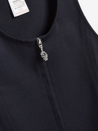 Navy Embroidered Zip Front Pinafore School Dress (3-14yrs) image 7