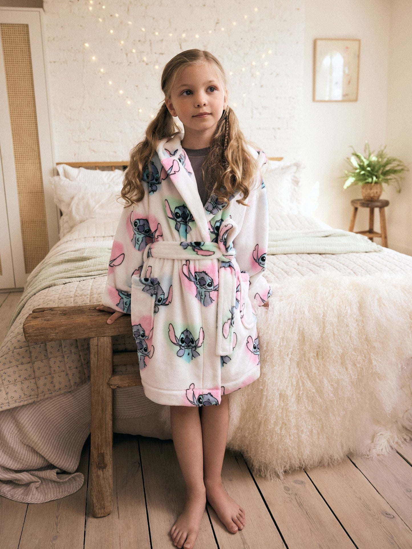 White/ Pink/ Blue Lilo & Stitch Dressing Gown (3-16yrs)