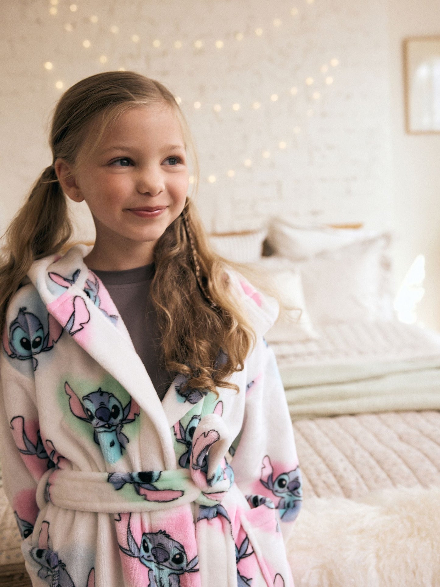 White/ Pink/ Blue Lilo & Stitch Dressing Gown (3-16yrs)