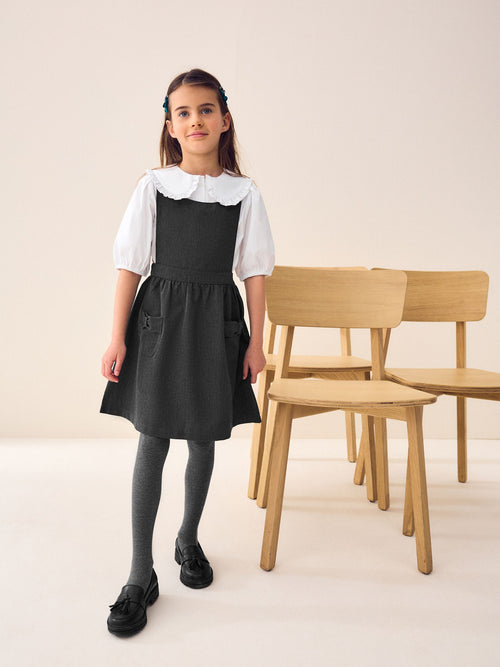 Dsiney Kidz - Grey Bow Pocket Detail School Pinafore Dress (3-14yrs) image 1