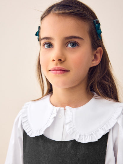 Grey Bow Pocket Detail School Pinafore Dress (3-14yrs) image 5