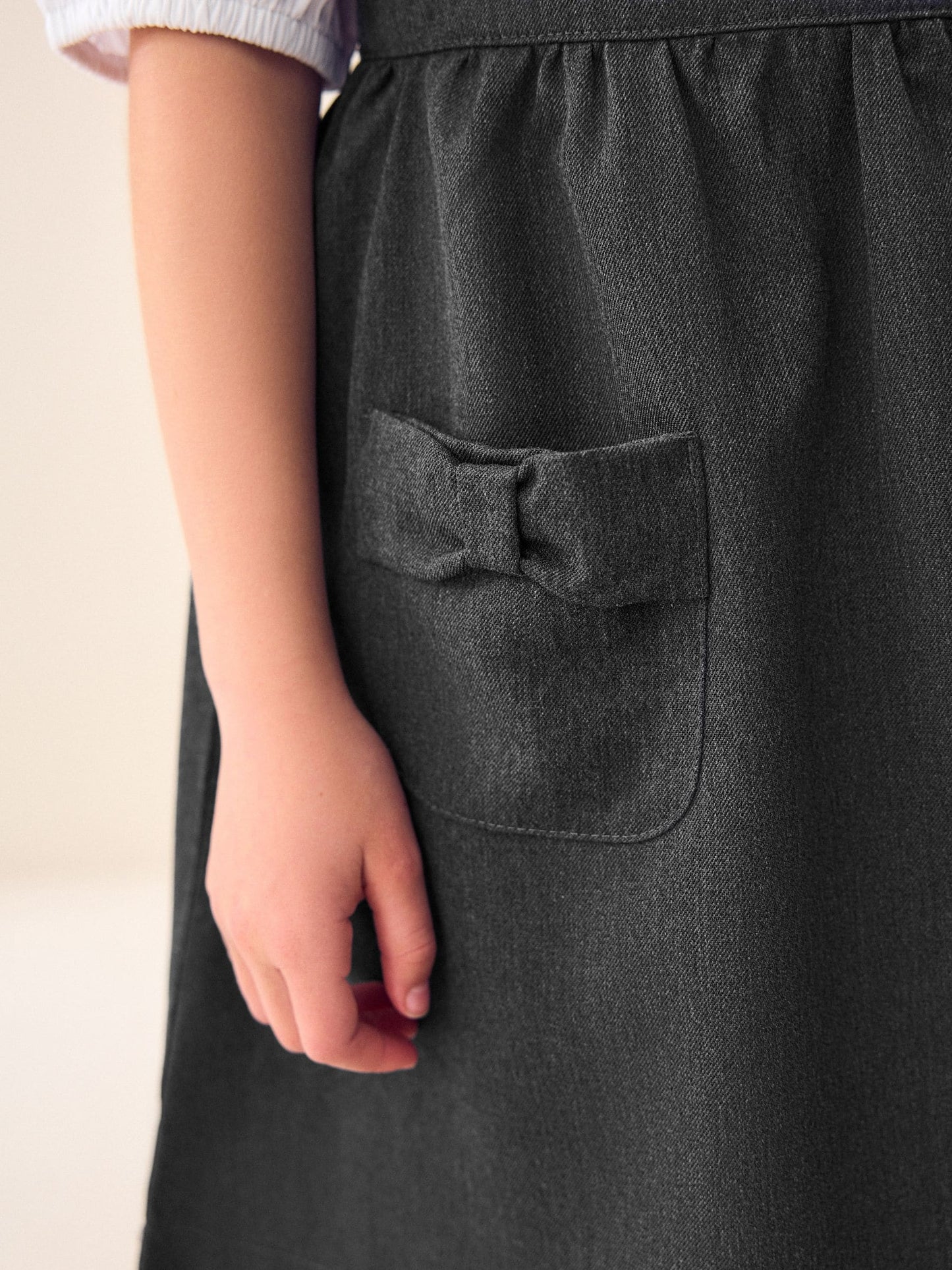Grey Bow Pocket Detail School Pinafore Dress (3-14yrs) image 6