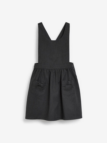 Grey Bow Pocket Detail School Pinafore Dress (3-14yrs) image 7