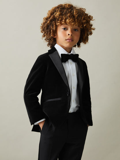 Reiss Black Ace 3-9 yrs Single Breasted Velvet Blazer image 3