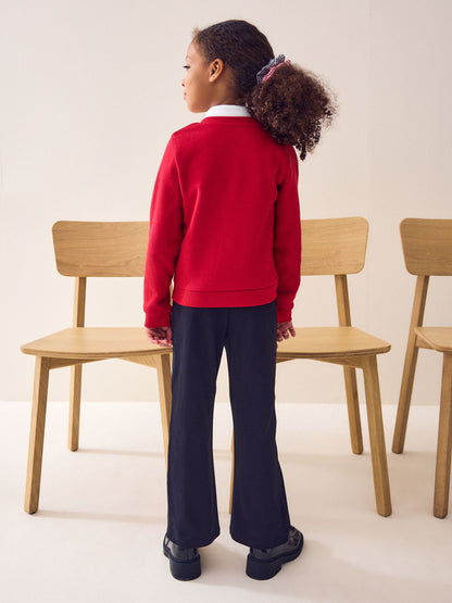Dsiney Kidz - Red Cotton Rich Frill Pocket Jersey School Cardigan (3-16yrs) image 3