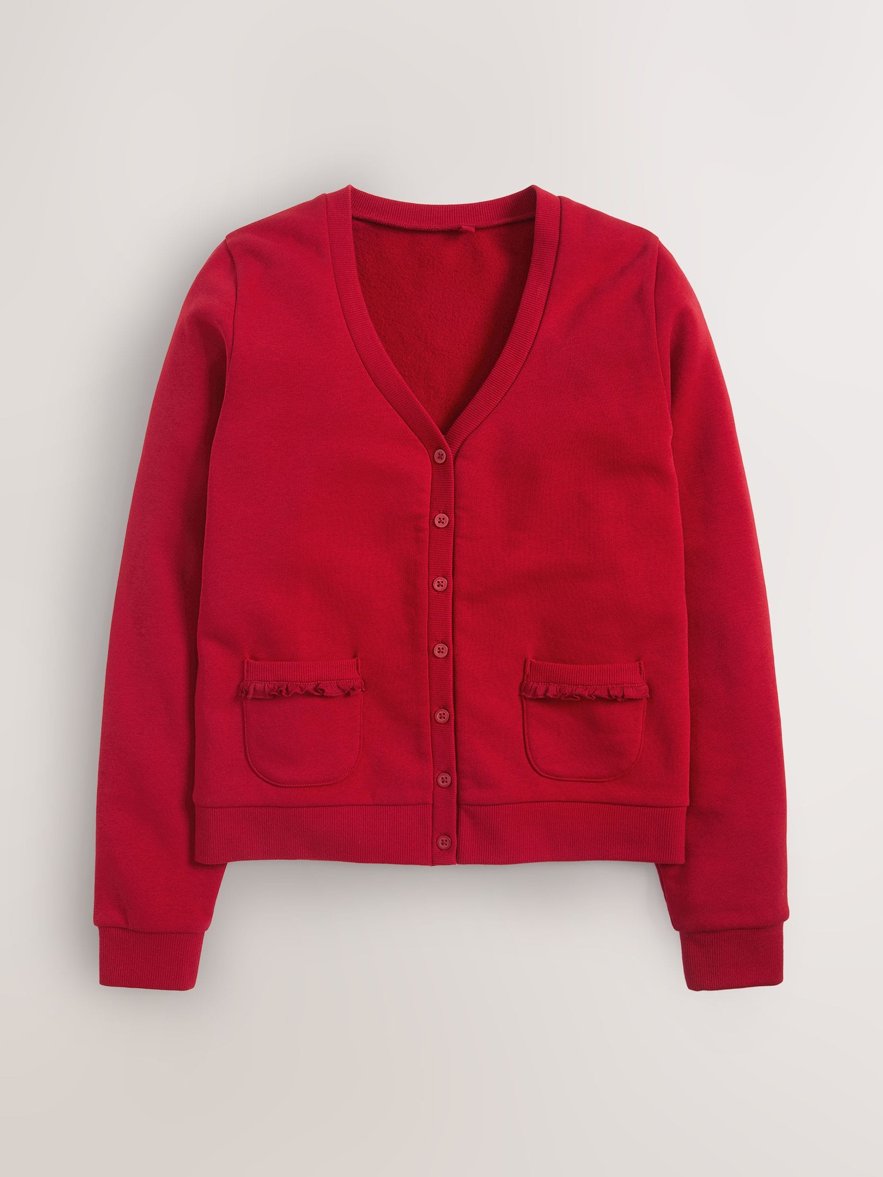 Dsiney Kidz - Red Cotton Rich Frill Pocket Jersey School Cardigan (3-16yrs) image 5
