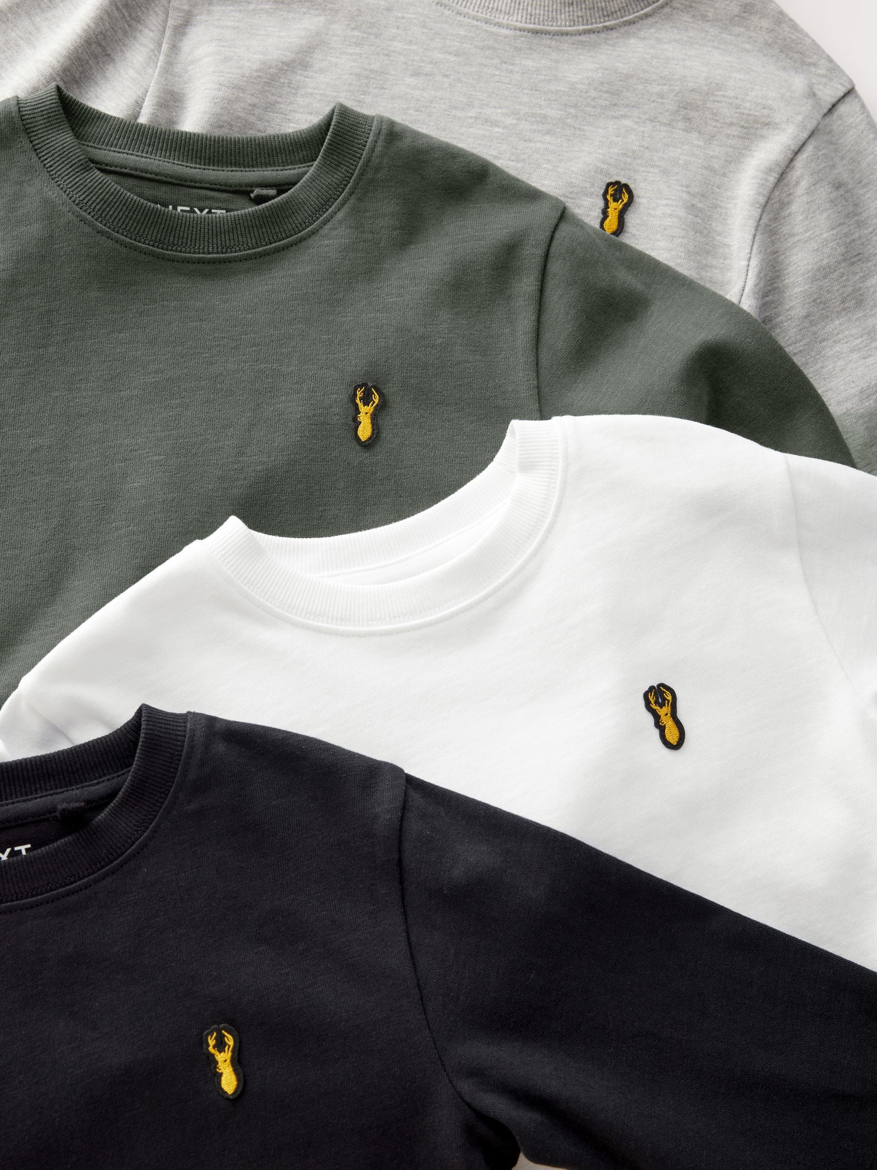 Dsiney Kidz - Black/White/Grey Stag Logo Long Sleeve Cosy T-Shirts 4 Pack (3-16yrs) image 7