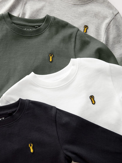Dsiney Kidz - Black/White/Grey Stag Logo Long Sleeve Cosy T-Shirts 4 Pack (3-16yrs) image 7
