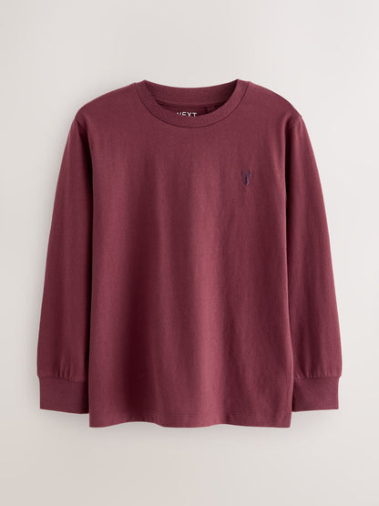Dsiney Kidz - Berry Red/Grey/White/Blue Stag Logo Long Sleeve Cosy T-Shirts 4 Pack (3-16yrs) image 2