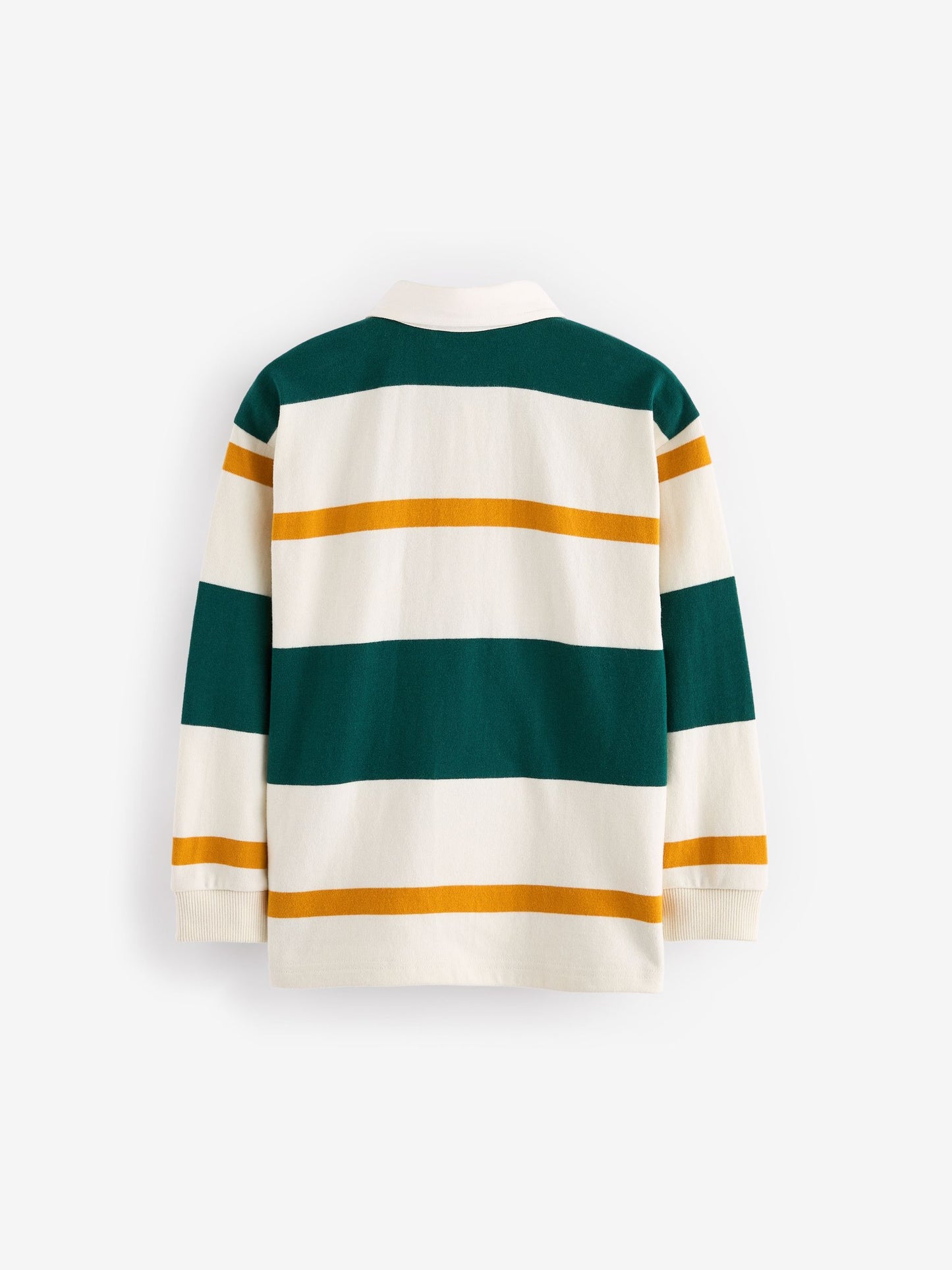 Dsiney Kidz - Green/Ecru White Stripe Long Sleeve Rugby 100% Cotton Polo Shirt (3-16yrs) image 7