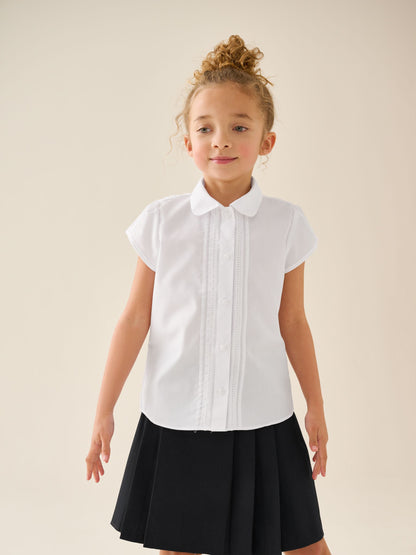 Dsiney Kidz - White Regular Fit Girls Puff Sleeve Lace Trim School Blouse (3-14yrs) image 2