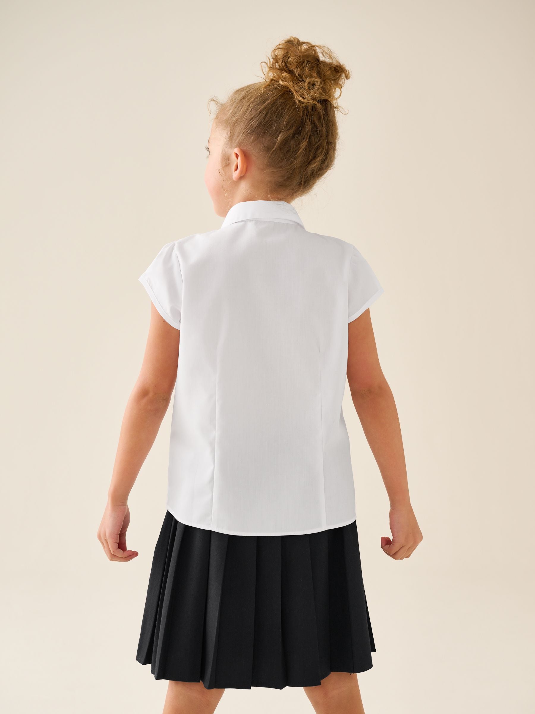 Dsiney Kidz - White Regular Fit Girls Puff Sleeve Lace Trim School Blouse (3-14yrs) image 5