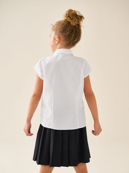 Dsiney Kidz - White Regular Fit Girls Puff Sleeve Lace Trim School Blouse (3-14yrs) image 5