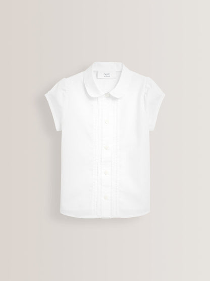 Dsiney Kidz - White Regular Fit Girls Puff Sleeve Lace Trim School Blouse (3-14yrs) image 7