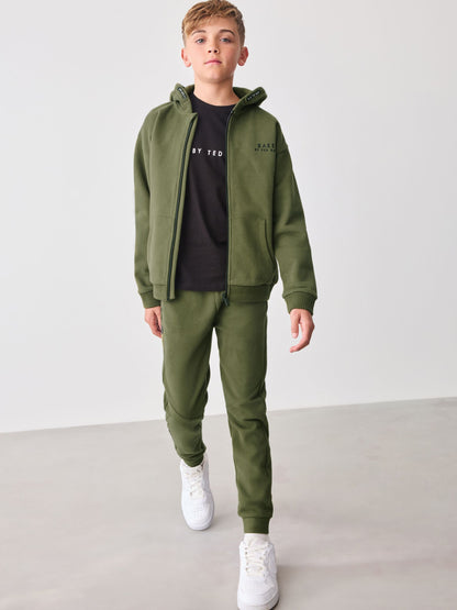 Dsiney Kidz - Baker by Ted Baker Khaki Green Baker by Ted Baker Zip Through Hoodie and Jogger Set image 1