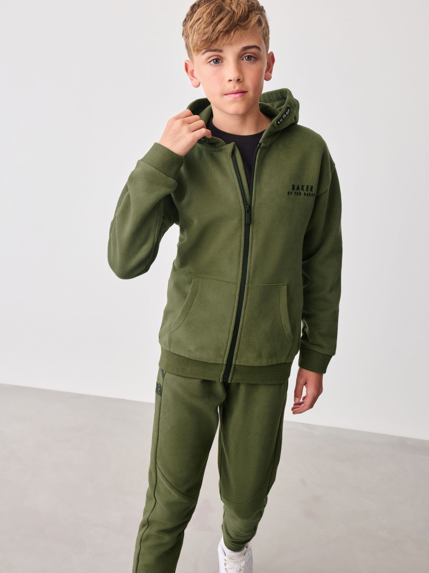 Dsiney Kidz - Baker by Ted Baker Khaki Green Baker by Ted Baker Zip Through Hoodie and Jogger Set image 4