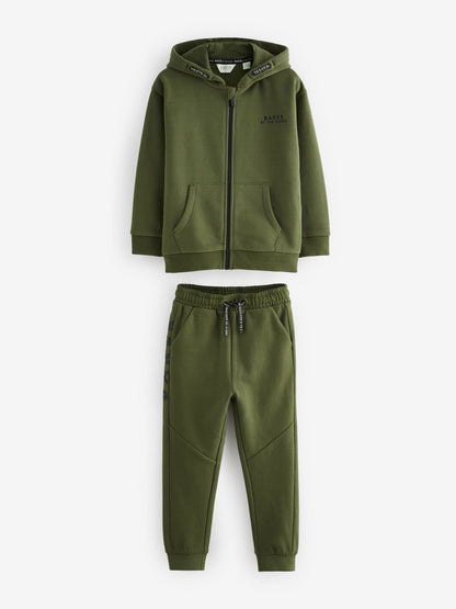 Dsiney Kidz - Baker by Ted Baker Khaki Green Baker by Ted Baker Zip Through Hoodie and Jogger Set image 7