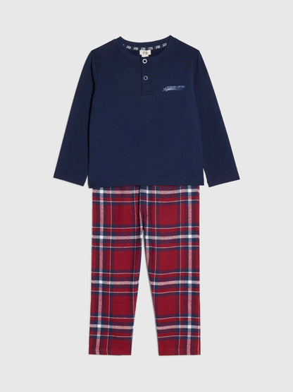 River Island Blue Henley Checked Pyjama Set - image 3