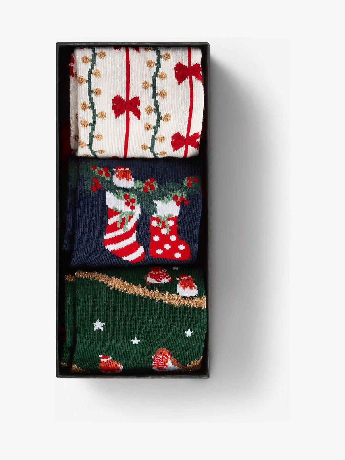Hobbs Red Festive Robin Socks Set 3 Pack - image 2