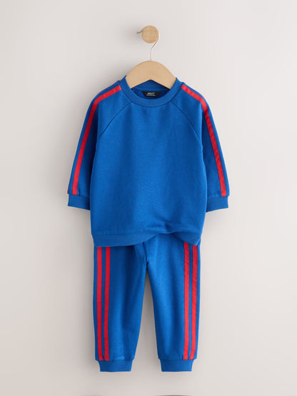 Cobalt Blue Side Stripe Crew Neck Joggers Set (3mths-7yrs) - image 2