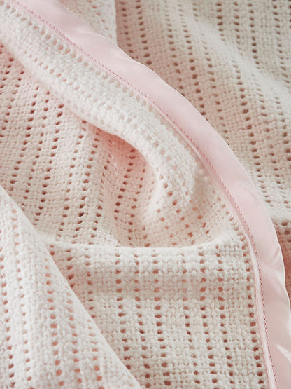 The White Company Pink The White Company Pink Cellular Satin Blanket image 2