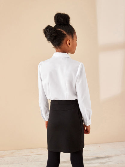 Dsiney Kidz - White Girls Long Sleeve Lace Trim School Blouse (3-14yrs) image 2
