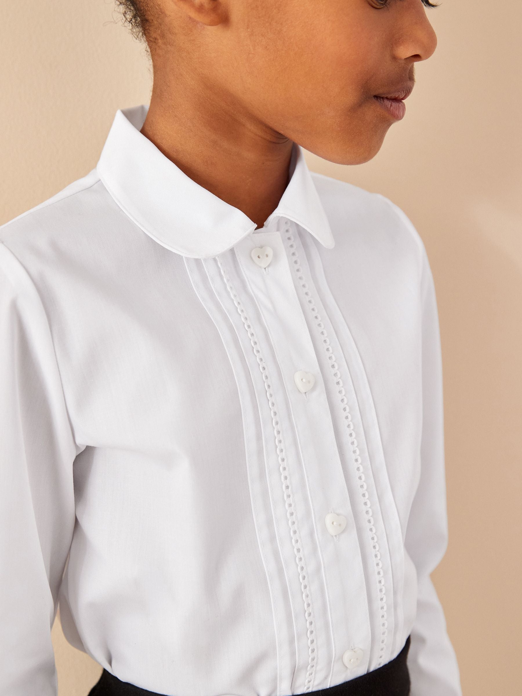 Dsiney Kidz - White Girls Long Sleeve Lace Trim School Blouse (3-14yrs) image 6
