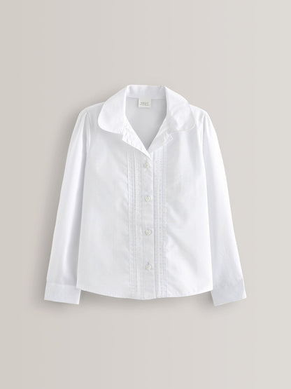 Dsiney Kidz - White Girls Long Sleeve Lace Trim School Blouse (3-14yrs) image 7