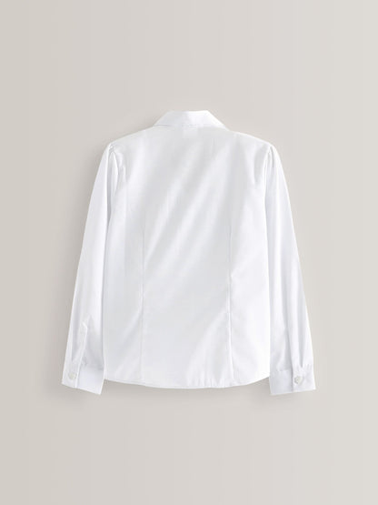 Dsiney Kidz - White Girls Long Sleeve Lace Trim School Blouse (3-14yrs) image 8