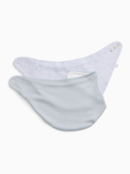 Dsiney Kidz - MORI Grey/Blue Stripe Supersoft Milk Bibs 2 Pack image 1