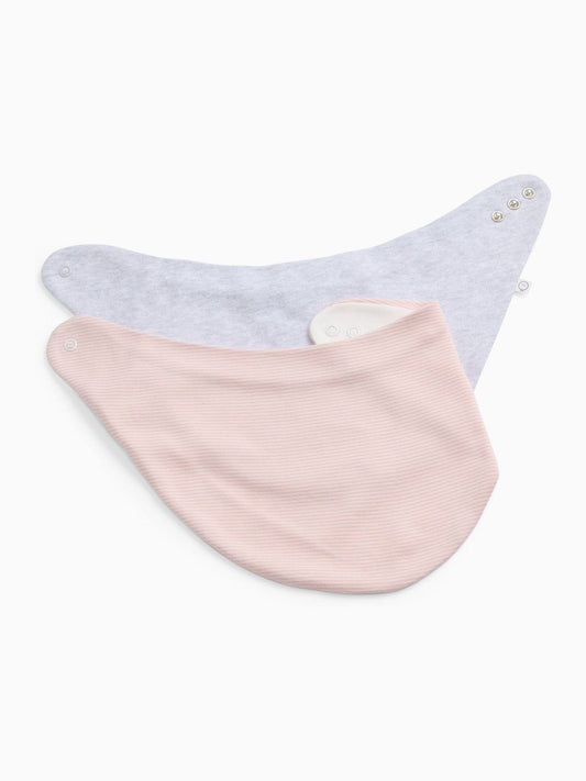 Dsiney Kidz - MORI Pink/Grey Stripe Supersoft Milk Bibs 2 Pack image 1