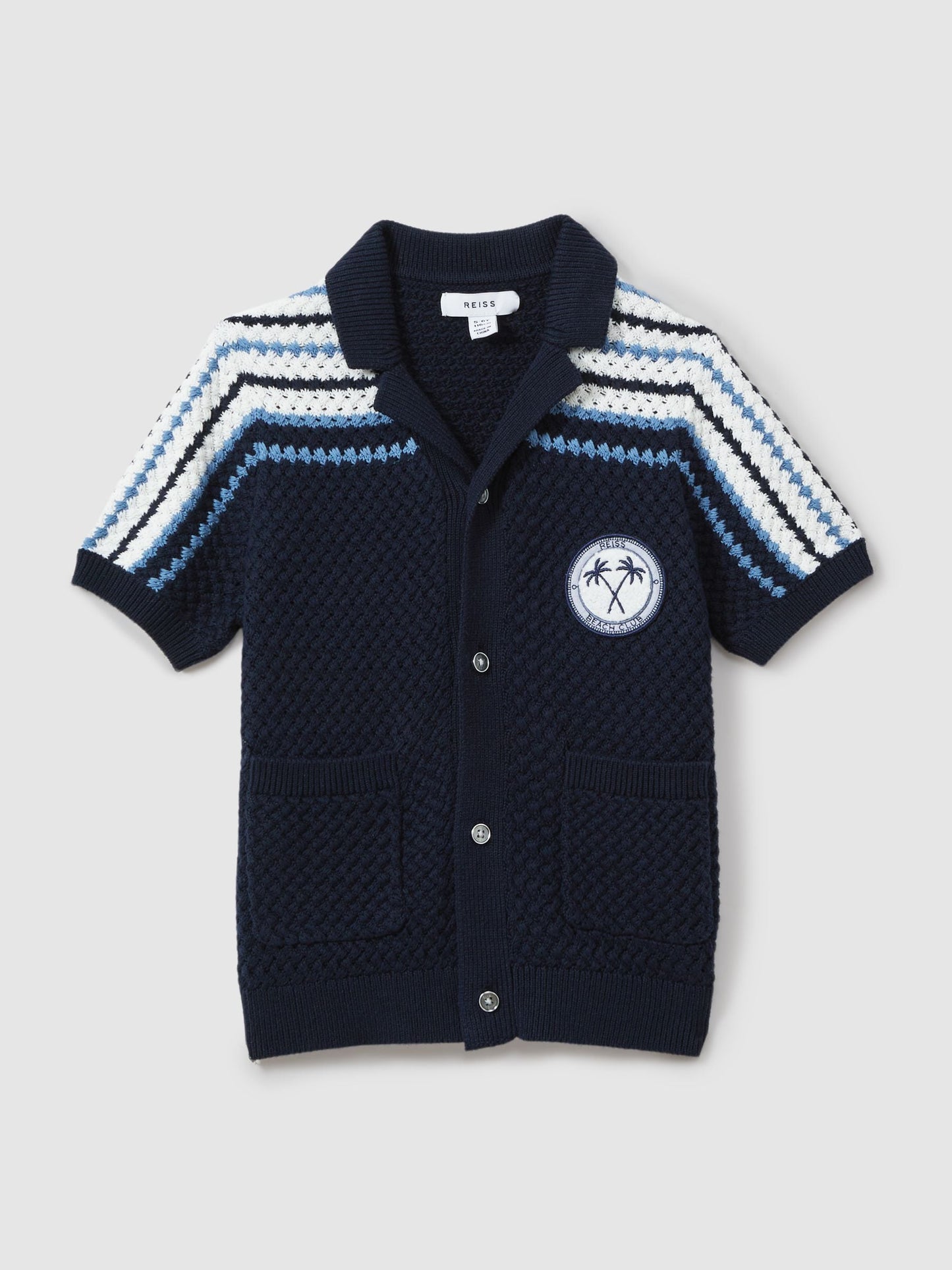 Dsiney Kidz - Reiss Navy Sandy 3-9 yrs Knitted Cotton Cuban Collar Shirt image 2