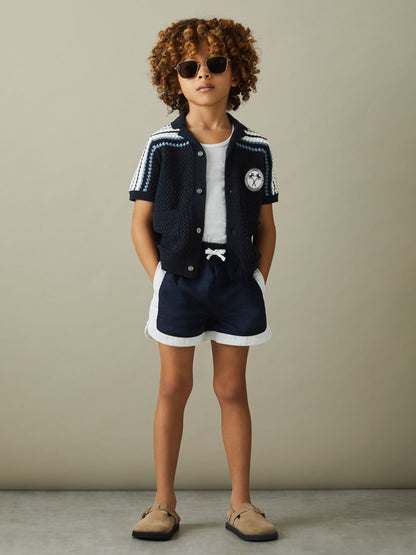 Dsiney Kidz - Reiss Navy Sandy 3-9 yrs Knitted Cotton Cuban Collar Shirt image 3