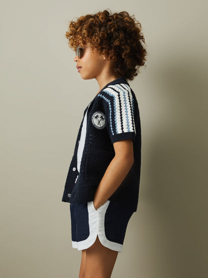 Dsiney Kidz - Reiss Navy Sandy 3-9 yrs Knitted Cotton Cuban Collar Shirt image 4