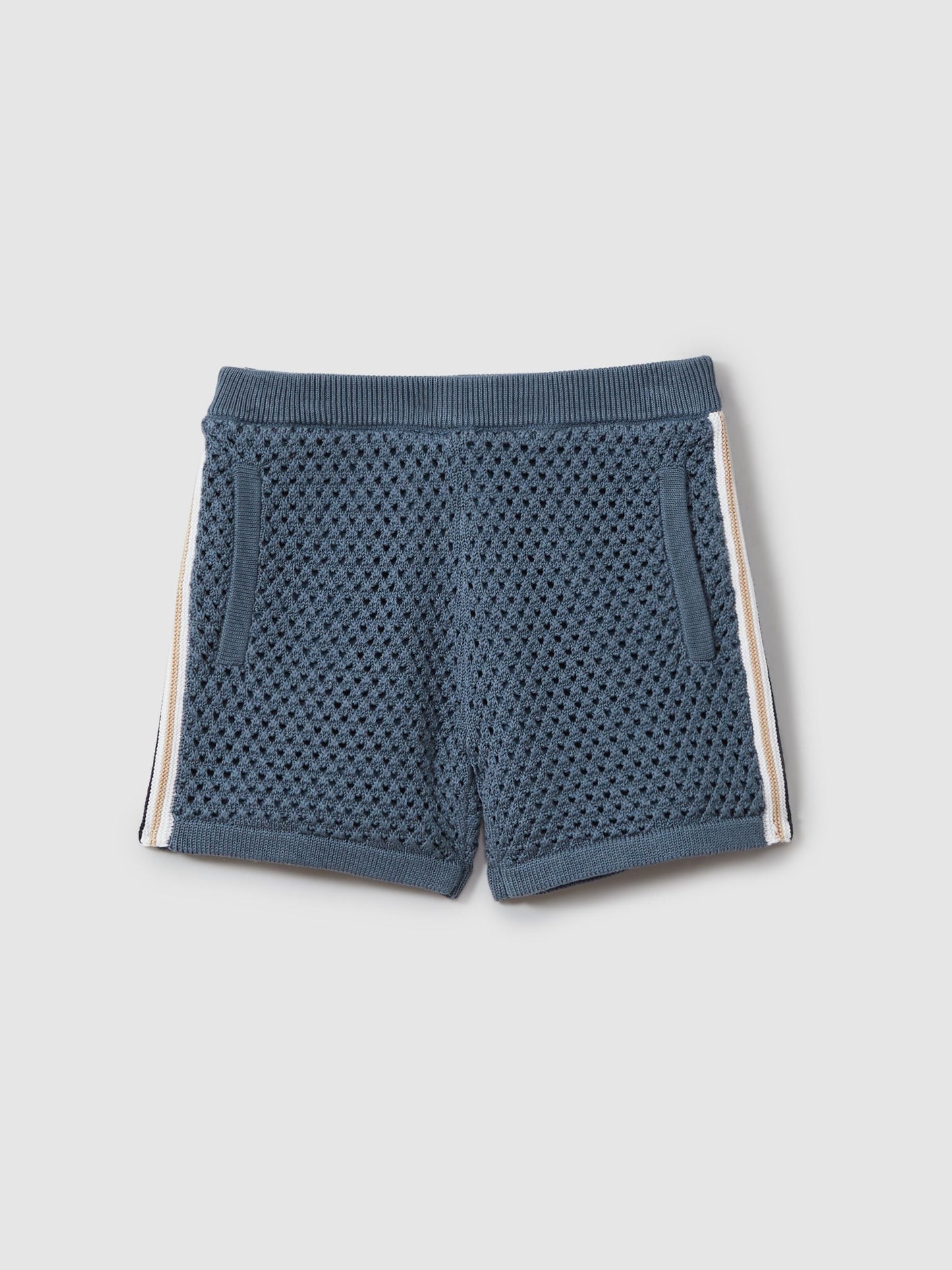 Dsiney Kidz - Reiss Airforce Blue Creek 3-9 yrs Crochet Contrast Trim Elasticated Shorts image 2