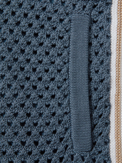 Dsiney Kidz - Reiss Airforce Blue Creek 3-9 yrs Crochet Contrast Trim Elasticated Shorts image 5