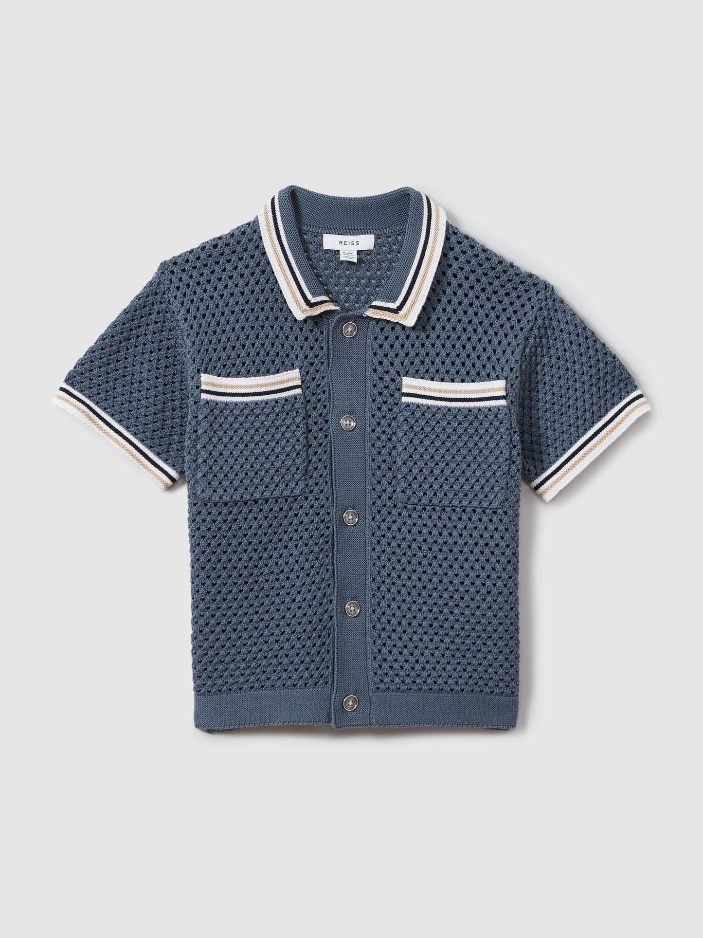 Dsiney Kidz - Reiss Airforce Blue Coulson 3-9 yrs Crochet Contrast Trim Shirt image 2