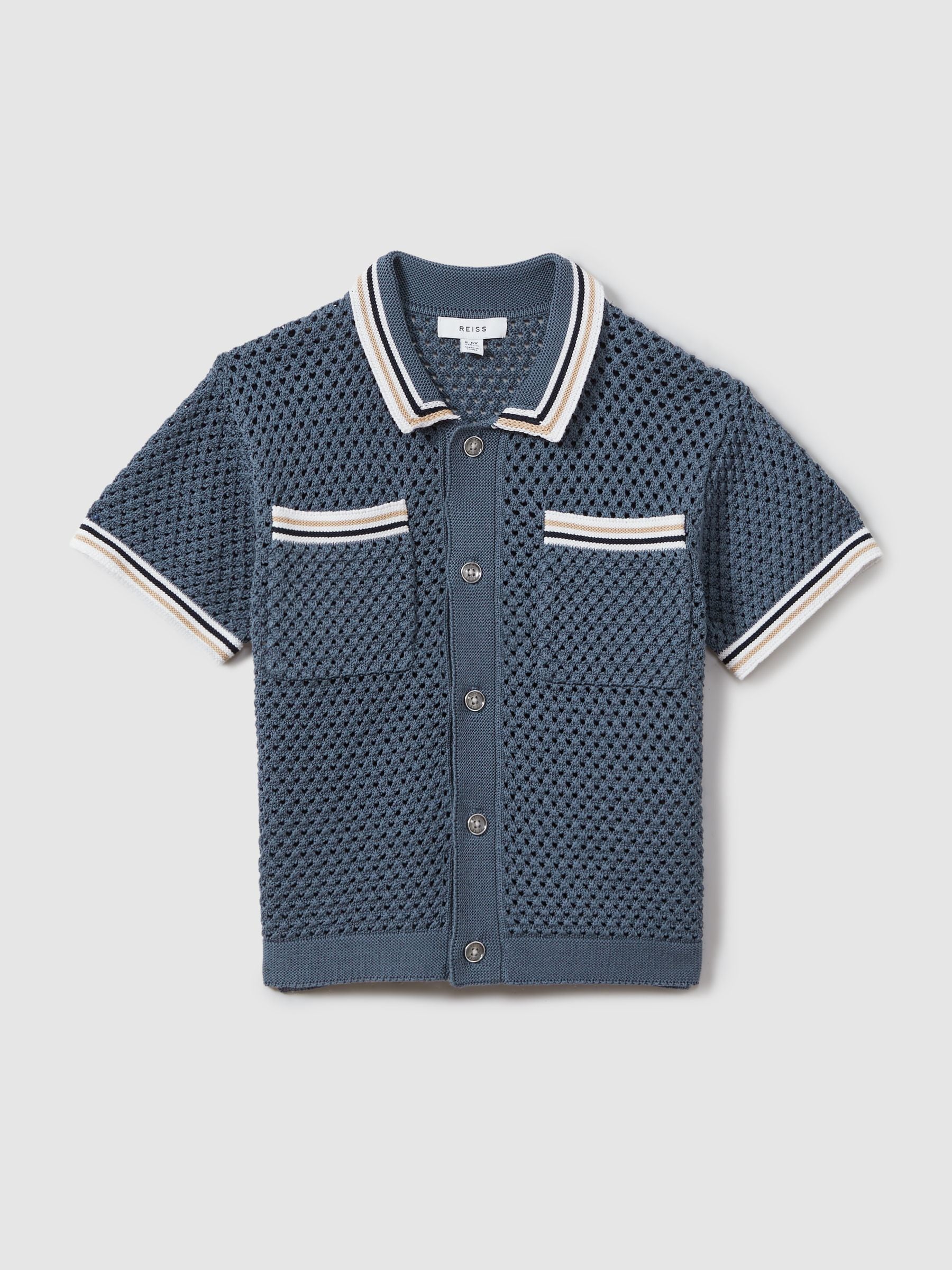 Dsiney Kidz - Reiss Airforce Blue Coulson 3-9 yrs Crochet Contrast Trim Shirt image 2