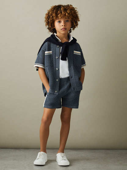 Dsiney Kidz - Reiss Airforce Blue Coulson 3-9 yrs Crochet Contrast Trim Shirt image 3