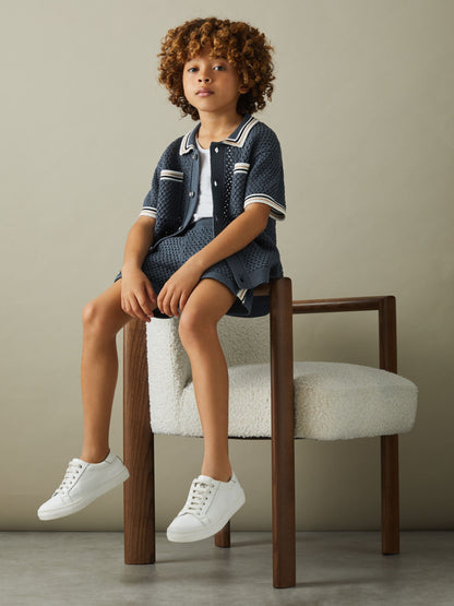 Dsiney Kidz - Reiss Airforce Blue Coulson 3-9 yrs Crochet Contrast Trim Shirt image 4