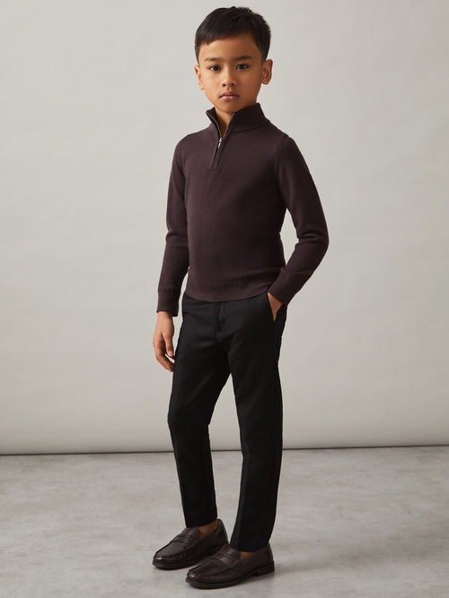 Reiss Black Eastbury 9-13 yrs Slim-Fit Cotton-Blend Chinos image 1