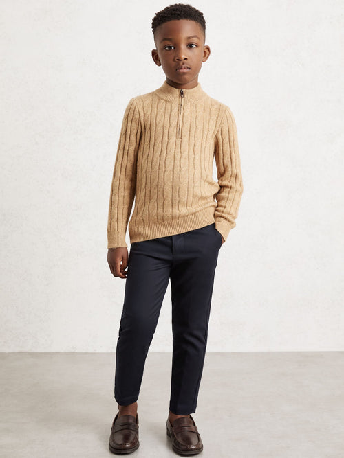 Reiss Navy Eastbury 9-13 yrs Slim-Fit Cotton-Blend Chinos image 1